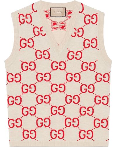 Gucci Neutral gg Jacquard Wool Vest - Pink