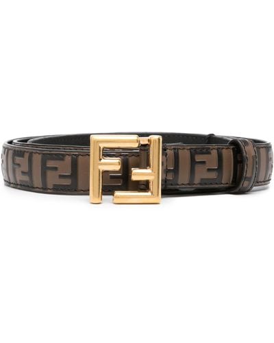 Fendi Ff-logo Leather Belt - Brown