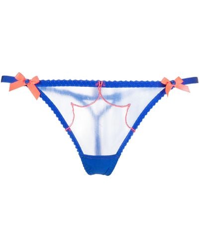 Agent Provocateur Lorna Bow-detailing Sheer Thong - Blue