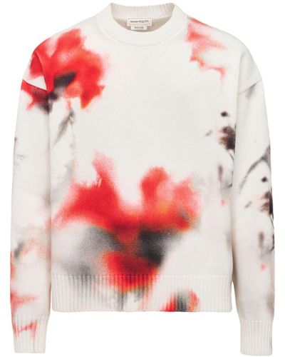 Alexander McQueen Grey Obscured Flower Cotton Jumper - Pink