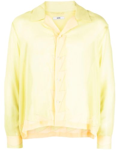 Bode Geometric-panneled Silk Shirt - Yellow