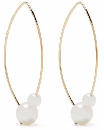 Mizuki 14k Yellow Sea Of Beauty Pearl Hoop Earrings - White