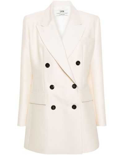 LVIR White Double Breasted Wool Blazer - Women's - Silk/polyester/wool - Natural