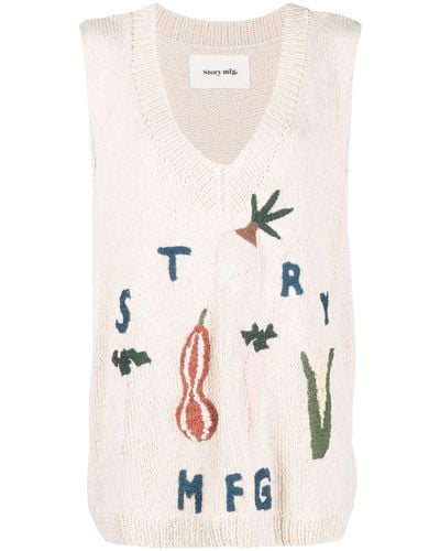 STORY mfg. Neutral Party Knitted Vest - Women's - Organic Cotton - White