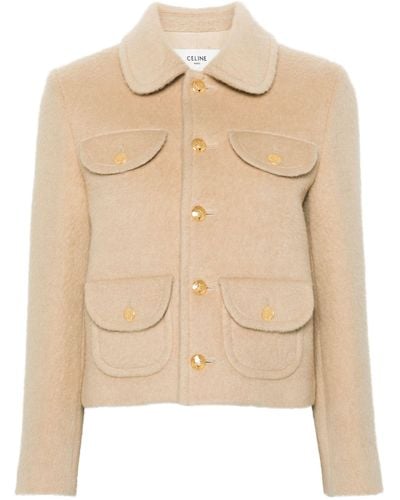 Celine Neutral Wool Shirt Jacket - Women's - Camel Fur/viscose/modal - Natural
