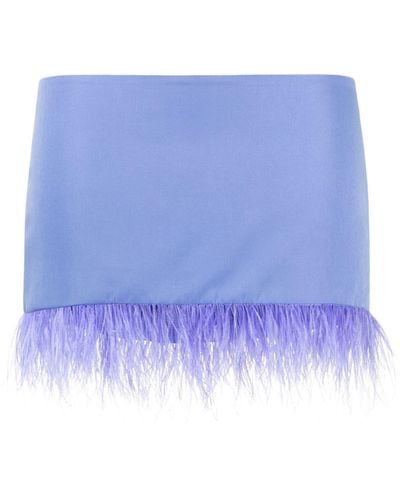 Danielle Guizio Feather-trim Mini Skirt - Blue