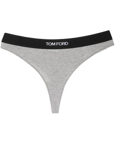 Tom Ford Logo Thong Briefs - Grey