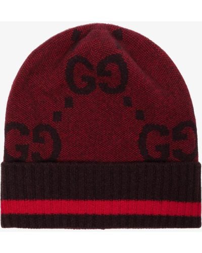 Gucci gg Cashmere Beanie Hat - Red