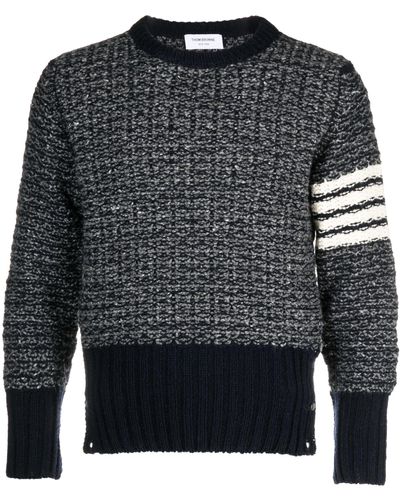 Thom Browne Navy 4-bar Wool Sweatshirt - Gray