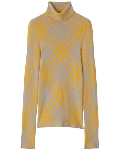 Burberry Checked Wool-Blend Sweater - Yellow