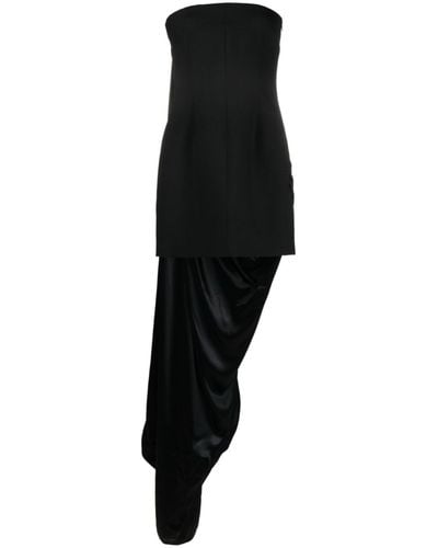 Ferragamo Draped Strapless Dress - Black