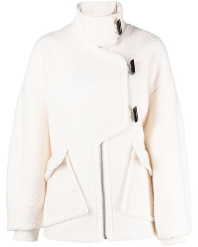 Ganni Asymmetric toggle Coat - Natural