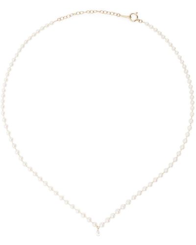 Mizuki 14k Yellow Sea Of Beauty Pearl And Diamond Necklace - White