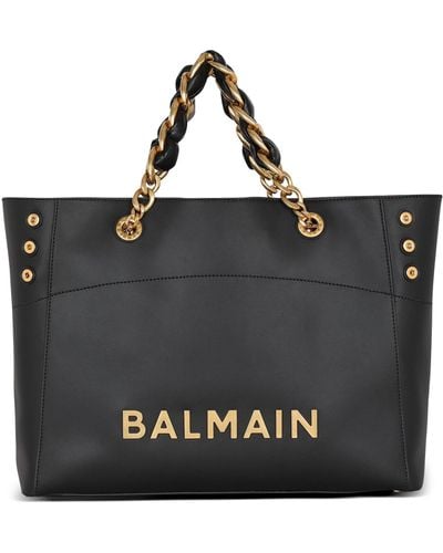 Balmain 1945 Soft Leather Shopper Bag - Black