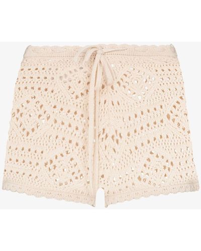 Saint Laurent Natural Crochet Wool Shorts