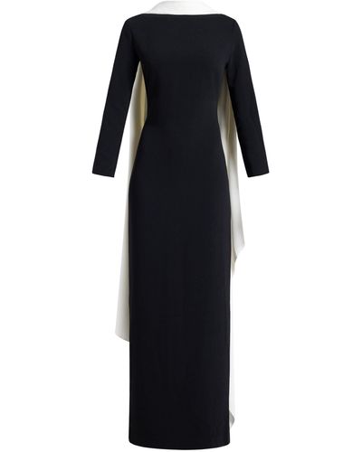 Solace London Luisa Cape-effect Crepe Gown - Black