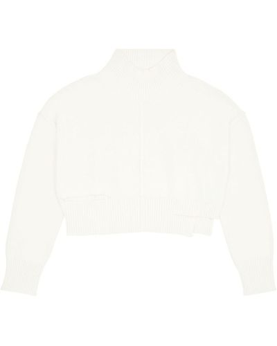 MM6 by Maison Martin Margiela Distressed Cropped Sweater - White