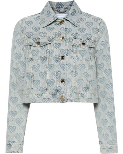 Casablancabrand Heart Monogram Denim Jacket - Women's - Cotton - Blue