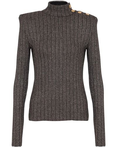 Balmain Ribbed-knit Sweater - Gray