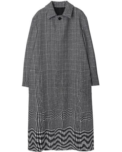 Burberry Single-breasted Houndstooth Coat - Gray