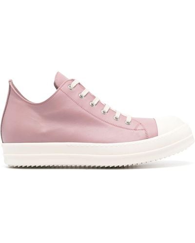 Rick Owens Lido Low Top Leather Trainers - Pink