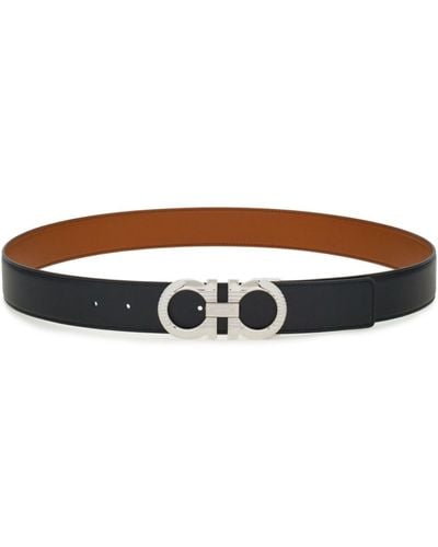 Ferragamo Black Gancini-buckle Reversible Leather Belt - Brown