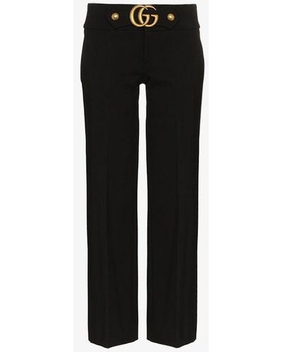 Gucci Stretch Viscose Pant With Double G - Black