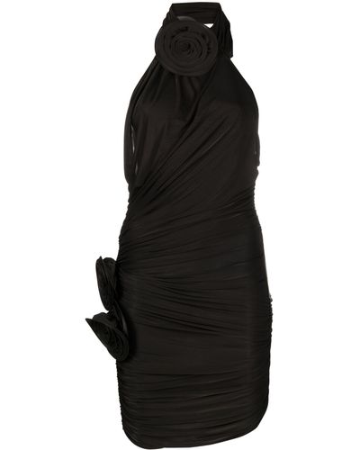 Magda Butrym Floral-appliqué Halterneck Silk Minidress - Black