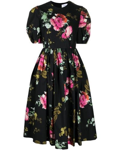 Erdem Floral-print Cotton Dress - Black