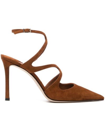 Jimmy Choo Azia 105Mm Pointed Suede Pumps - Brown