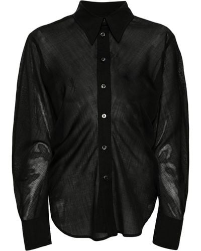 LVIR Semi-sheer Wool-blend Shirt - Women's - Polyester/wool - Black