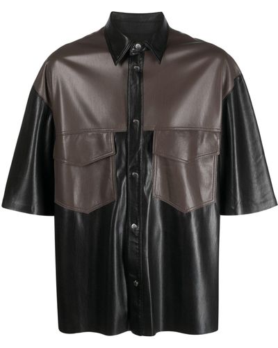 Nanushka Black Mance Faux-leather Shirt - Men's - Polyester/polyurethane