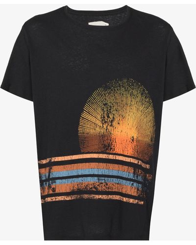 Greg Lauren Horizon Printed Cotton T-shirt - Black