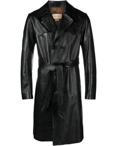 Gucci Leather Trench Coat - Black