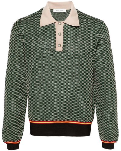 Wales Bonner Knitted Polo Phirt - Men's - Polyester - Green