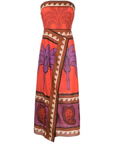 Johanna Ortiz East Africa Heart Cotton Midi Dress - Women's - Cotton - Red