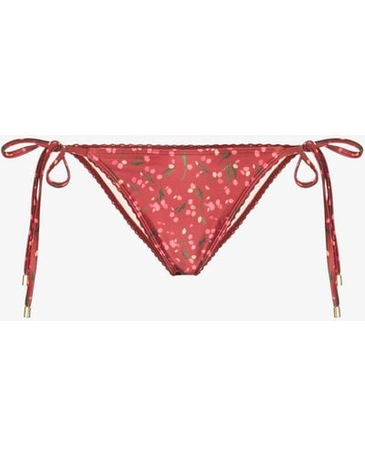 Peony Red Day Dream String Bikini Bottoms - Women's - Elastane/recycled Polyamide/recycled Polyester - Pink