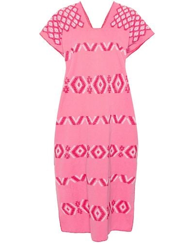 Pippa Holt Embroidered Cotton Kaftan - Pink