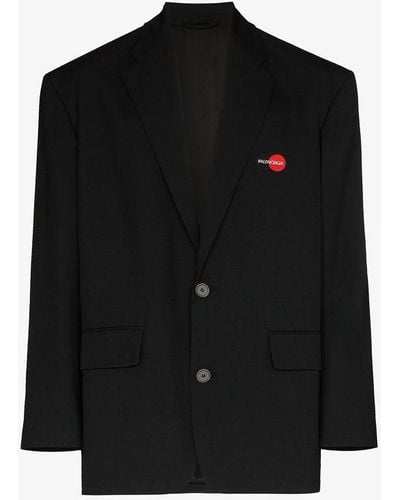 Balenciaga Uniform Logo Boxy Single-breasted Jacket - Black
