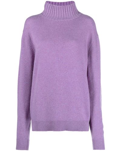 The Elder Statesman Turtleneck Knitted Cashmere Sweater - Purple