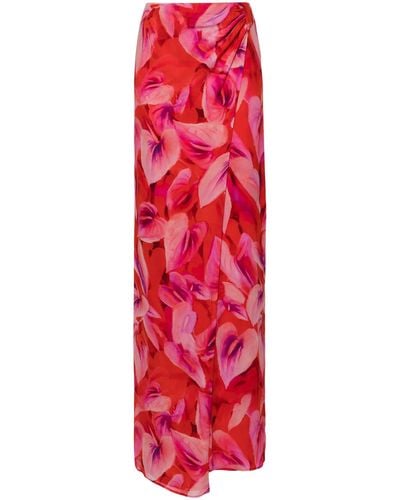 ANDAMANE Phoebe Floral-print Wrap Skirt - Red