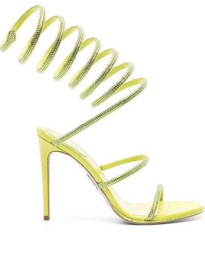 Rene Caovilla Yellow 105mm Crystal-embellished Sandals - Metallic