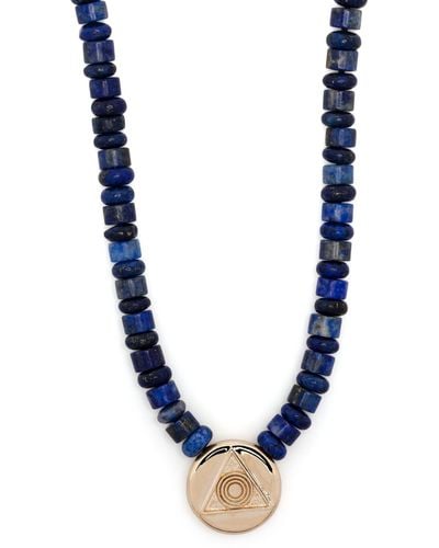 Luis Morais 14k Yellow Gold Shield Lapis Lazuli Necklace - Blue