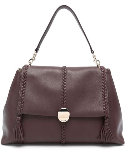 Chloé Large Penelope Leather Shoulder Bag - Purple
