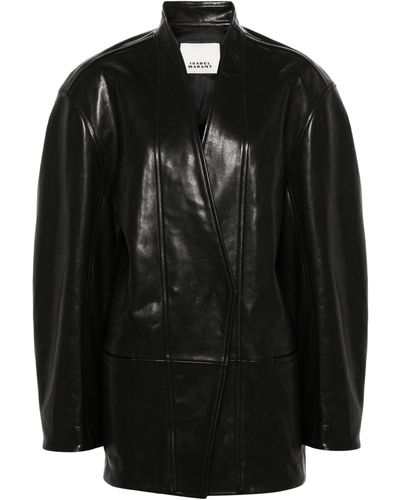 Isabel Marant Ikena Oversized Leather Jacket - Women's - Lamb Skin/viscose/cotton - Black