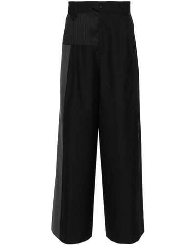 Feng Chen Wang Deconstructed Wool Wide-leg Trousers - Men's - Polyester/wool - Black