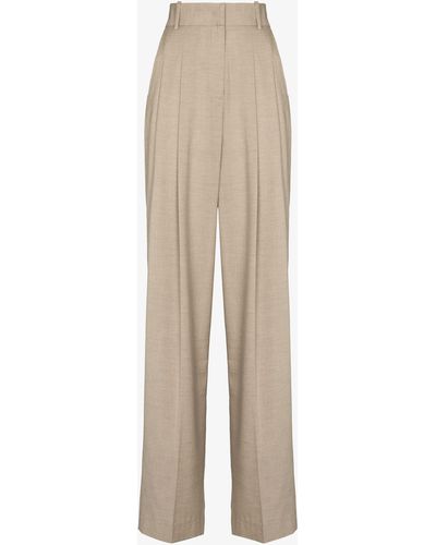 Frankie Shop Neutral Gelso Straight-leg Trousers - Women's - Rayon/tm/wool - Natural