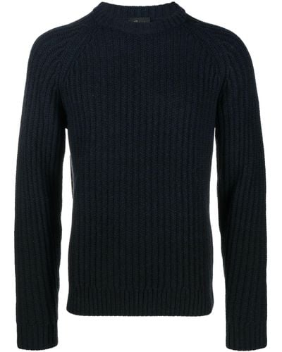 Brioni Fisherman's-knit Long-sleeved Sweater - Blue