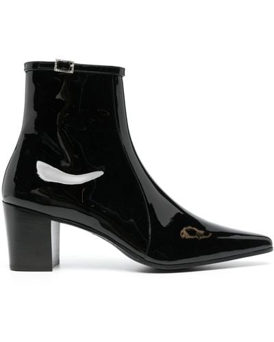 Saint Laurent Arsun Patent Leather Ankle Boots - Black