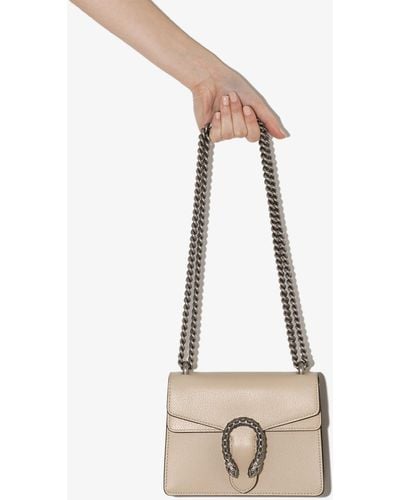 Gucci Neutral Dionysus Mini Leather Shoulder Bag - Women's - Metal/crystal/leather/cotton - White